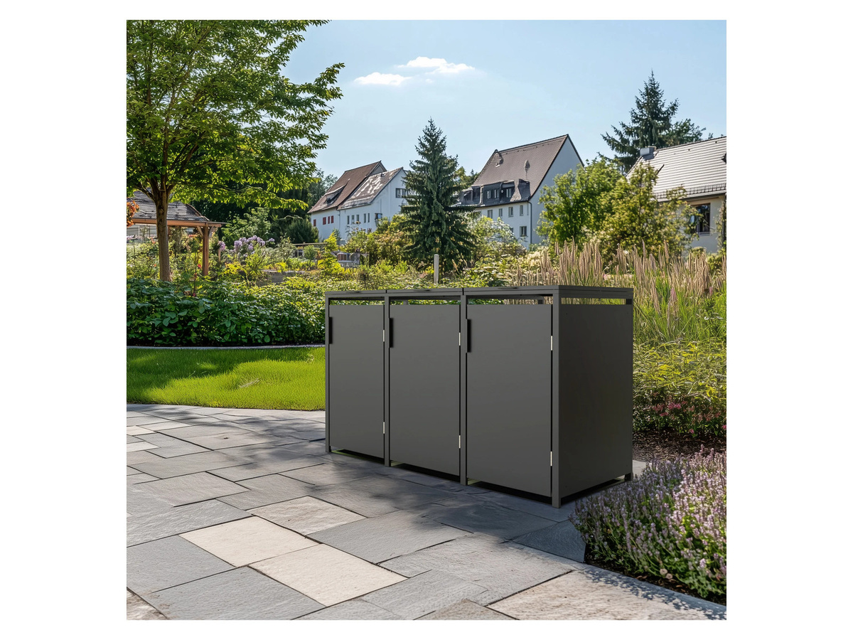PLATS Mülltonnenbox 3er Set Outdoor Solution, Farbe: Anthrazit, B/T/H: 198,5 x 80 x 116 cm - Bild 2