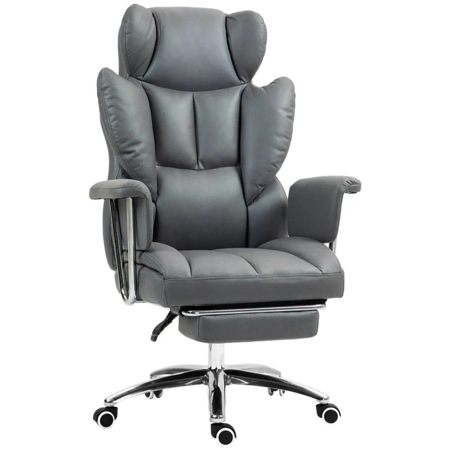 HOMCOM Hochlehner-Drehstuhl aus Mikrofaserstoff und Schaumstoff in Dunkelgrau, B/T/H: 65 x 74 x 120-128 cm - Bild 2