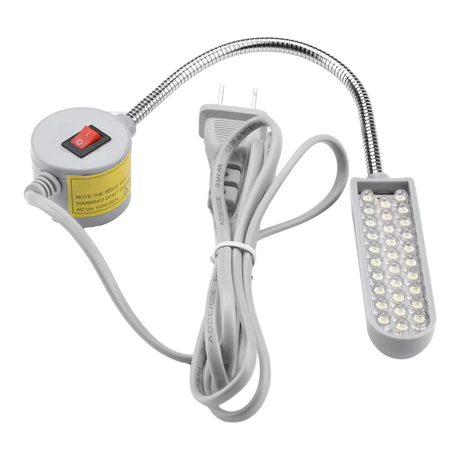 Flexible LED-Arbeitslampe mit Magnetfuß und Schwanenhals für Werkbank und Nähmaschine, Grau - Bild 1