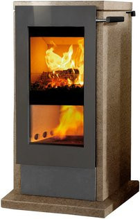 XEOOS Kaminofen x8 PATAGONIA aus Naturstein in Gelb und Grau mit 8 kW Leistung - Bild 1