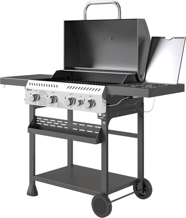 Outsunny Gasgrill aus Edelstahl in Schwarz, B/T/H: 55 x 135 x 103 cm