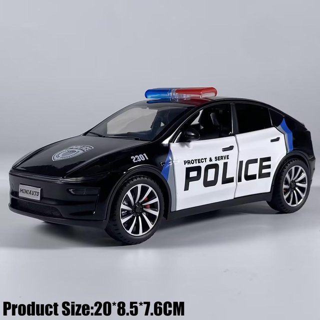 Linyi toy car Modell Y US-Polizei, Modellauto, 1:24, Metall, Schwarz, ab 14 Jahren - Bild 1