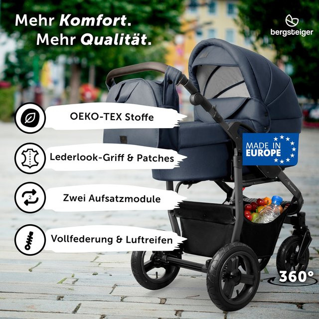 Bergsteiger Kinderwagen Capri 3in1 Kombi mit Babyschale in Blau - Bild 1