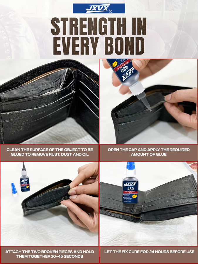 LOOLIFL 480 Black Super Glue Sekundenkleber in Schwarz, schnell trocknender Cyanacrylat-Flüssigkleber für Leder, Gummi, Reifen und Kunststoff, 20 g - Bild 7