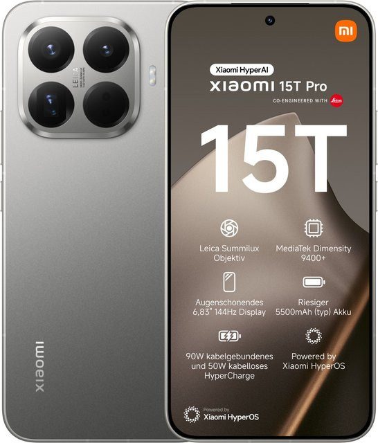 Xiaomi 15T Pro Smartphone Grau mit 12GB RAM und 512GB Speicher - Bild 1