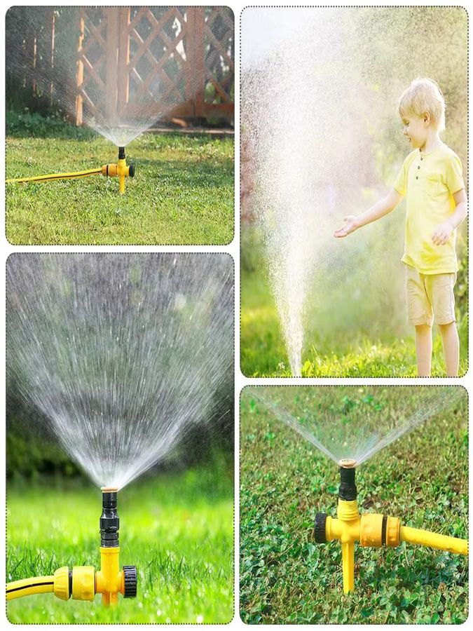 3er-Pack Rotierende Gartensprinkler in Gelb mit verstellbarem Bewässerungssystem für Rasen und Pflanzen - Bild 5