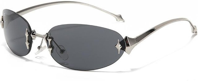 Yiran Health & Beauty Sonnenbrille, randlos, oval, Metall, grau, Unisex - Bild 1