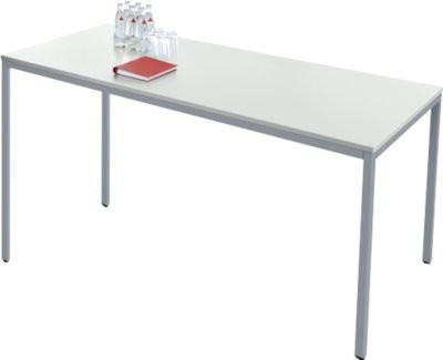 Schäfer Shop Pure Stahlrohrtisch Rechteck mit Quadratrohrfuß, B: 160 cm, T: 70 cm, H: 72 cm, lichtgrau/weißaluminium - Bild 1