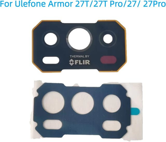 Ulefone Ersatz-Objektivglasabdeckung für Armor 27, Armor 27T und Armor 27 Pro mit FLIR Rückkamera-Schutz und Klebebändern, Schwarz - Bild 1