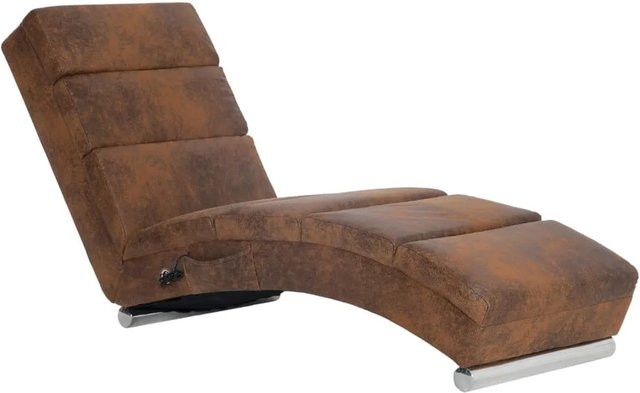 vidaXL Massage Chaiselongue in Braun mit Wildleder-Optik und motorisierter Liegefunktion - Bild 1