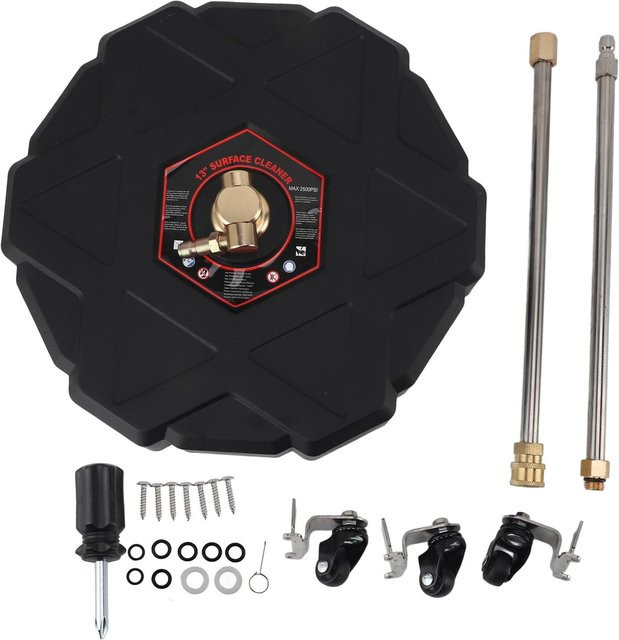 Aimo Druckflächenreiniger 2500 PSI mit 1/4 Zoll Schnellverschluss, Verlängerungsstange und Rädern, Schwarz - Bild 1