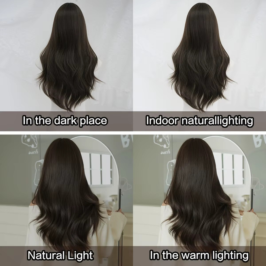 7JHH WIGS Perücke, lang, lockig, kaltbraun, synthetisch, Damen - Bild 4