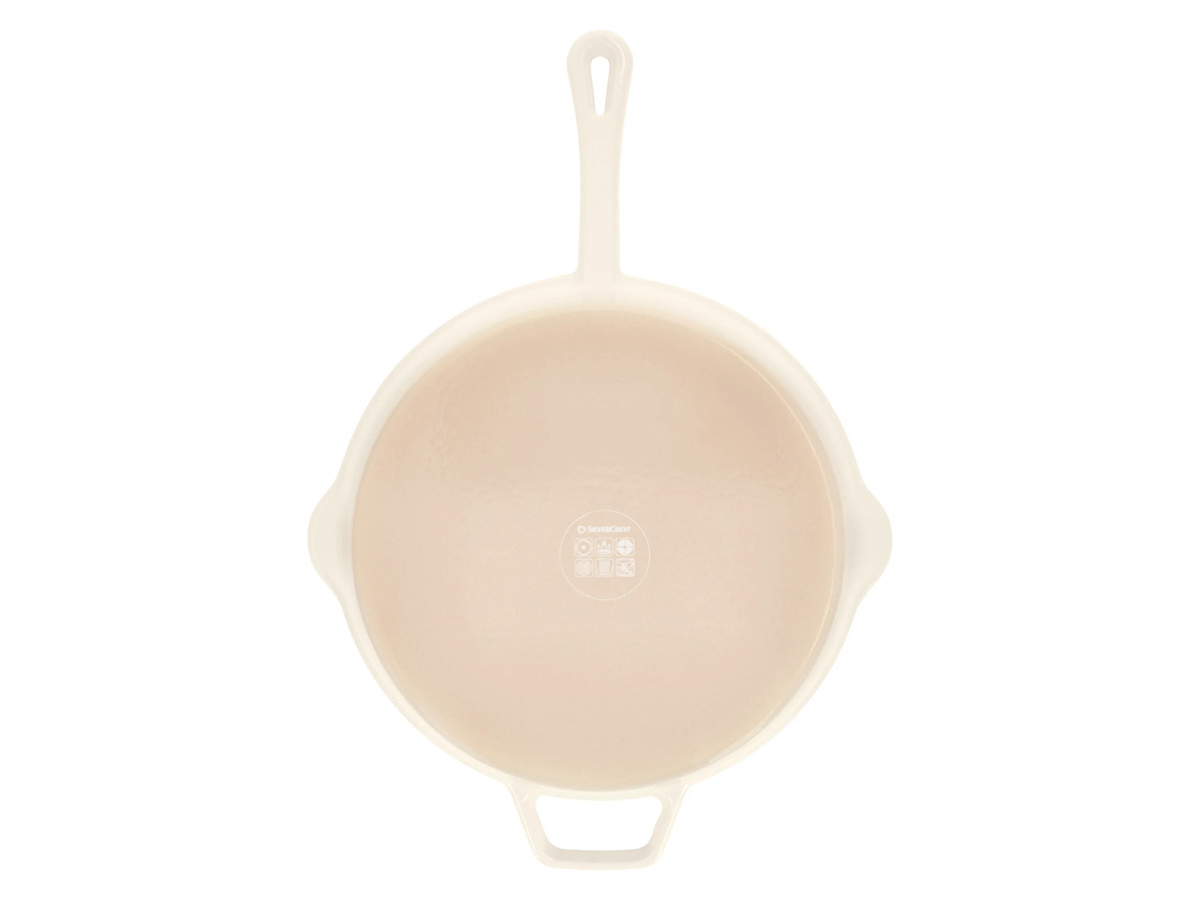 SILVERCREST Premium-Gusseisenpfanne aus emailliertem Gusseisen in Beige, Durchmesser: 30 cm - Bild 3