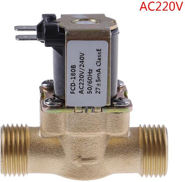 Crownne Elektrisches Magnetventil aus Messing in Gold mit G1/2'' Anschluss für Solarwarmwasserbereiter (AC220V) - Bild 1