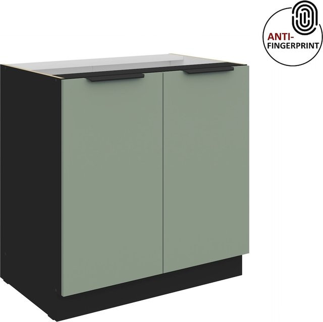 Küchenunterschrank ARIA in Aquamarin Blau matt mit Anti-Fingerprint-Beschichtung, Breite: 80 cm - Bild 1