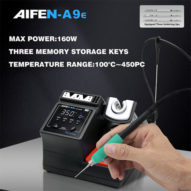 AIFEN A9E 160W Heiz-Lötstation in Schwarz mit C210 und C245 Lötkolben-Griff für elektronische Schweißarbeiten und Rework - Bild 1