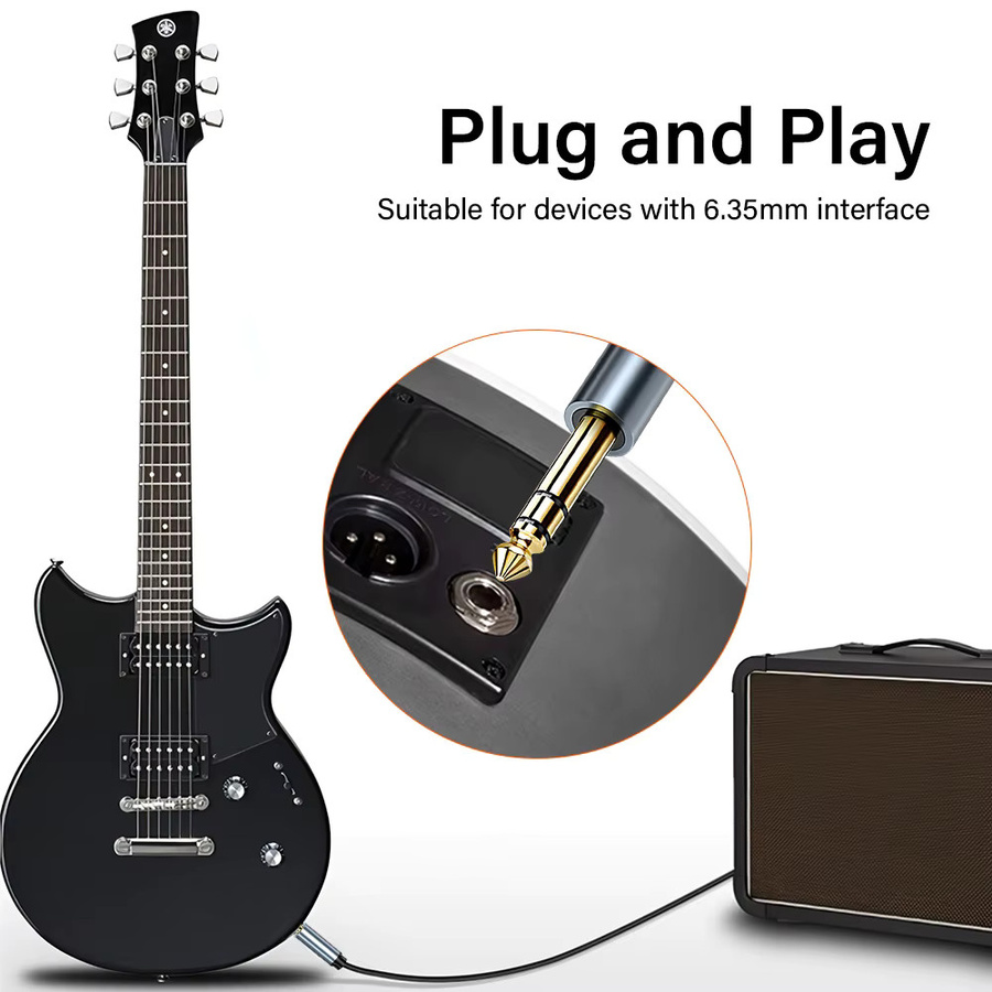 Nephy AUX-Gitarrenkabel 6,35 mm auf 6,35 mm Audiokabel für Gitarre, Mixer und Lautsprecher, Stereo-Klinkenkabel - Bild 3
