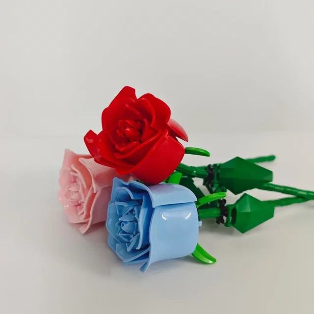 KNEW BUILT DIY Rosenblüten-Arrangement Bausteinspielzeug in Blau für Mädchen - Bild 1