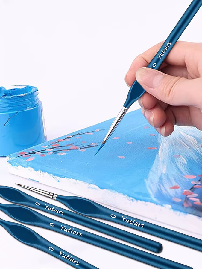 Yutiars 6-teiliges Pinselset mit Nylonhaar in Blau für Aquarell, Gouache und Ölmalerei - Bild 5