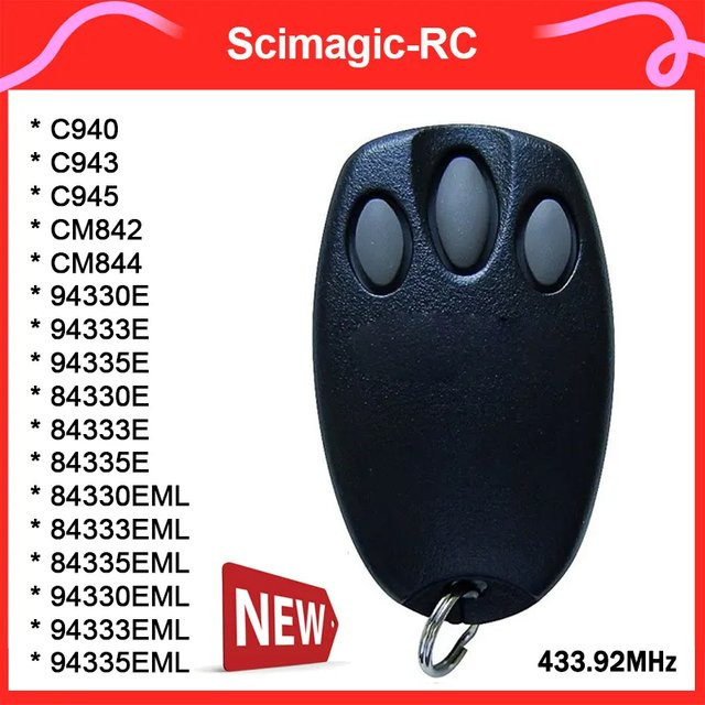 Scimagic-RC Garagentor Fernbedienung Rolling Code Sender 433,92 MHz in Schwarz für C943 C945 94335E 84335E 94330E 84330E 84333E 94333E - Bild 1