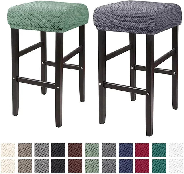 Waschbare Stretch Barhocker Abdeckung aus Jacquard von WANERQU in Schwarz für rechteckige Hocker - Bild 1