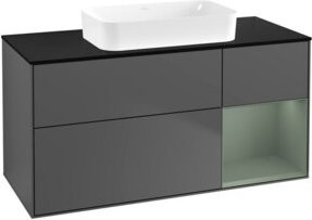 V&B Waschtischunterschrank Finion mit Wandbeleuchtung, Anthrazit lackiert, B: 120 cm, T: 60 cm, H: 60 cm - Bild 1
