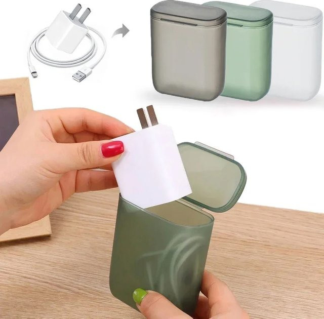 Tragbare Drahtkabel-Aufbewahrungsbox in Weiß als staubdichter Organizer für Kopfhörer, Ladegeräte und Make-up - Bild 1