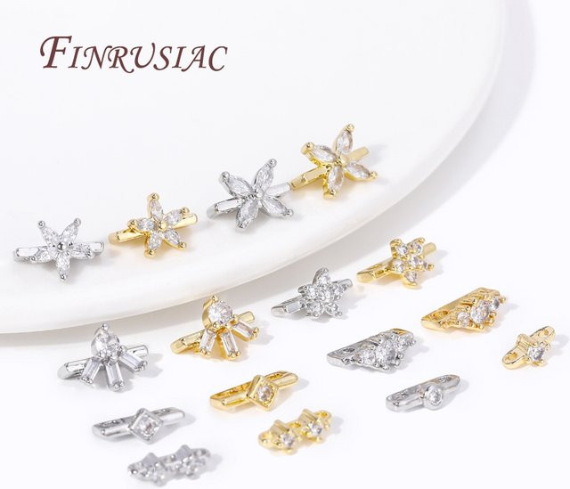FINRUSIAC Spacer Bars, 18 Karat vergoldet, Zirkon Blume, Unisex - Bild 1