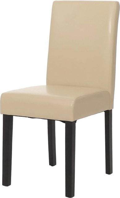 CHEFGASTRO Esszimmerstuhl Modern in Beige aus Kunstleder mit dunklen Beinen, B/T/H: 43 x 56 x 90 cm, Sitzhöhe: 45 cm - Bild 1