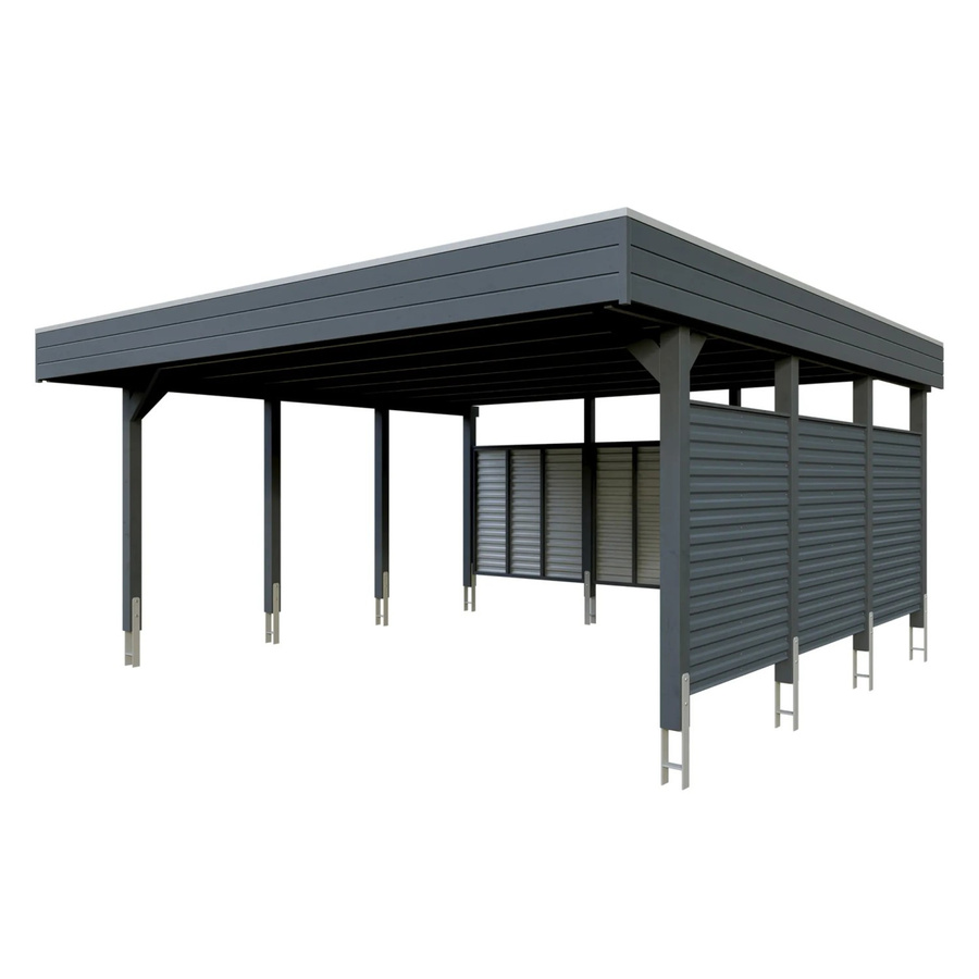 Skan Holz Doppelcarport Friesland Set 13 mit Rück- und Seitenwand, Breite: 557 cm, Tiefe: 555 cm, Anthrazit-Schwarz - Bild 2