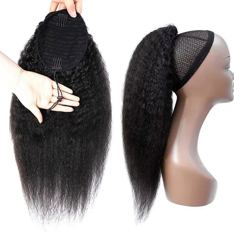 Happy Monday Kinky Straight Echthaar-Pferdeschwanz, Yaki Straight Remy, 1B - Bild 3