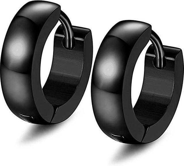 Creolen Set Edelstahl, Schwarz & Silber, Unisex - Bild 1
