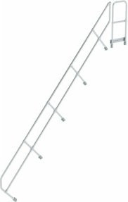 MUNK Aluminium-Treppe mit Plattform und zweitem Handlauf in Silber, 17 Stufen, 45 Grad Winkel - Bild 1