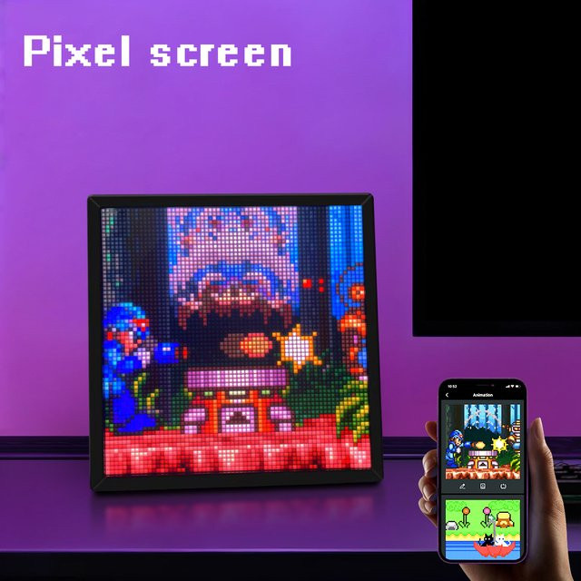CHNAITEKE Programmierbare Pixel-Kunstanzeige mit Bluetooth-App-Steuerung, RGB-LED-Matrix-Panel in Schwarz, 32 x 32 Pixel - Bild 1