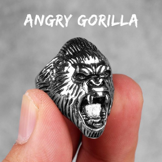 Iron Studio Gorilla Affenring Edelstahl, Weiß, Herren - Bild 1