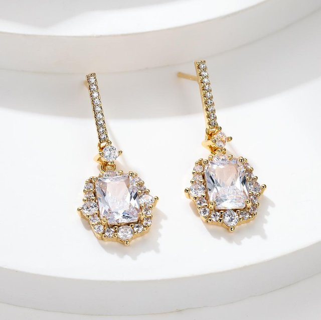YIRAN Jewelry Ohrstecker, Kupfer, Weiß, Zirkonia, Damen - Bild 1