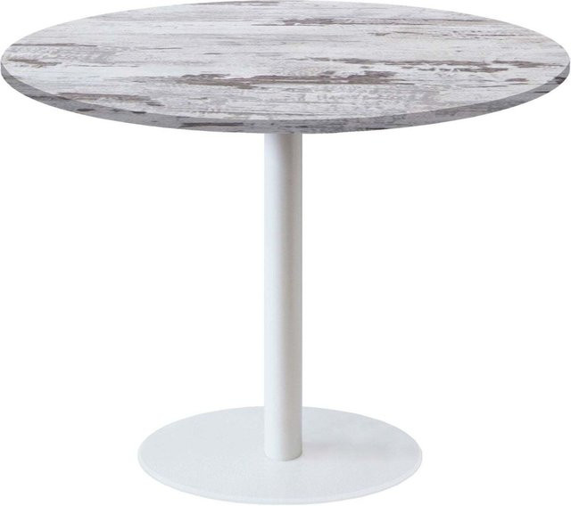 RestooTab Tisch Rome XL rund in Eiche und Weiß mit schwarzem Gestell, Durchmesser: 120 cm, Höhe: 75 cm - Bild 1