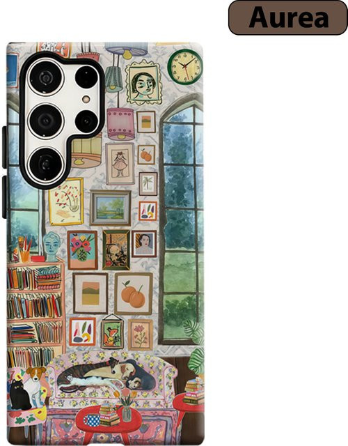 Vintage Art Parlor Katzen-Handyhülle für Samsung Galaxy S25 Ultra, S24 und S23 Ultra Plus, stoßfeste Doppelschicht Rückabdeckung, multicolour - Bild 1