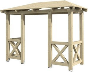 Skan Holz Haustür-Vordach Wismar 5 aus nordischer Fichte in Natur Beige, Breite: 351 cm, Tiefe: 134 cm - Bild 1