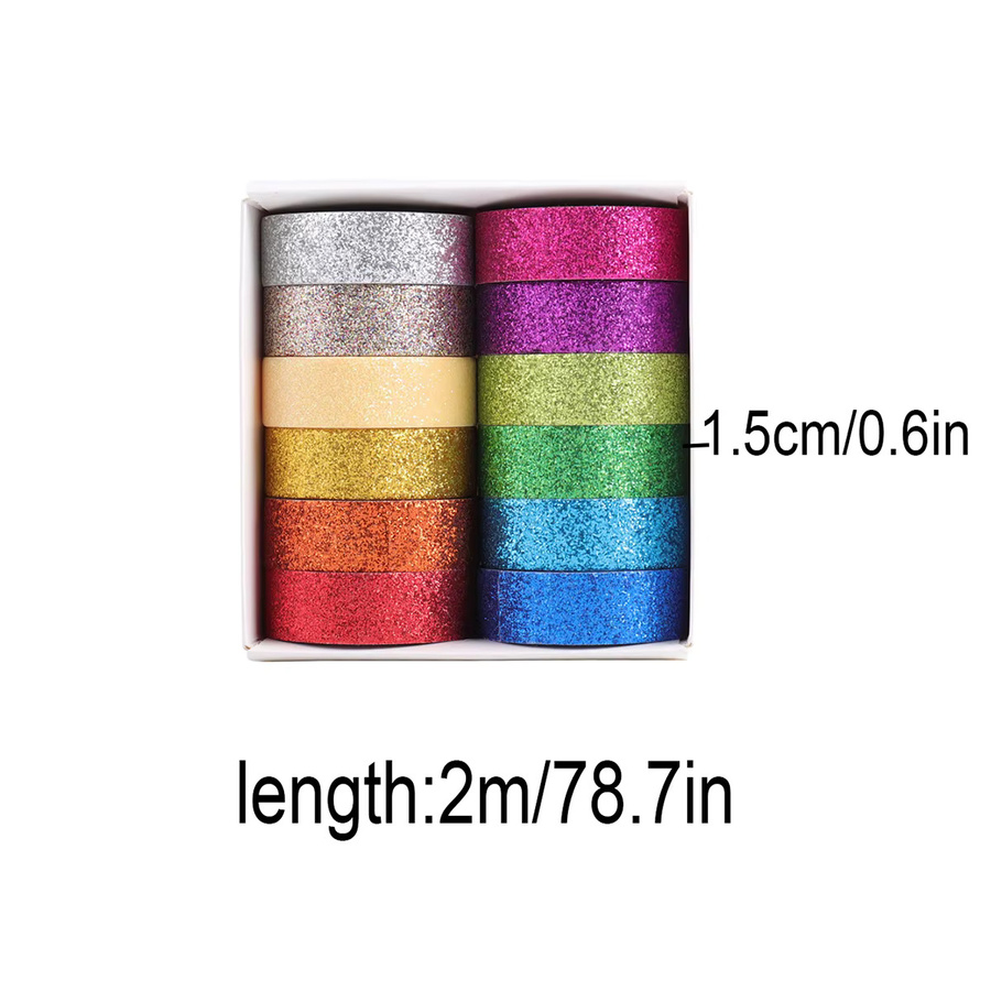 12 Rollen Washi-Tape Set in Multicolour für Scrapbook und DIY-Dekoration - Bild 2