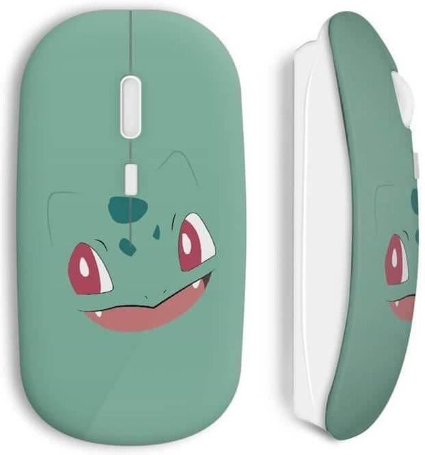 MANIACASE Kabellose Maus mit Pokemon Bisaknosp Kunstmotiv, USB und Wi-Fi, kompatibel mit Mac und PC, Grün - Bild 1