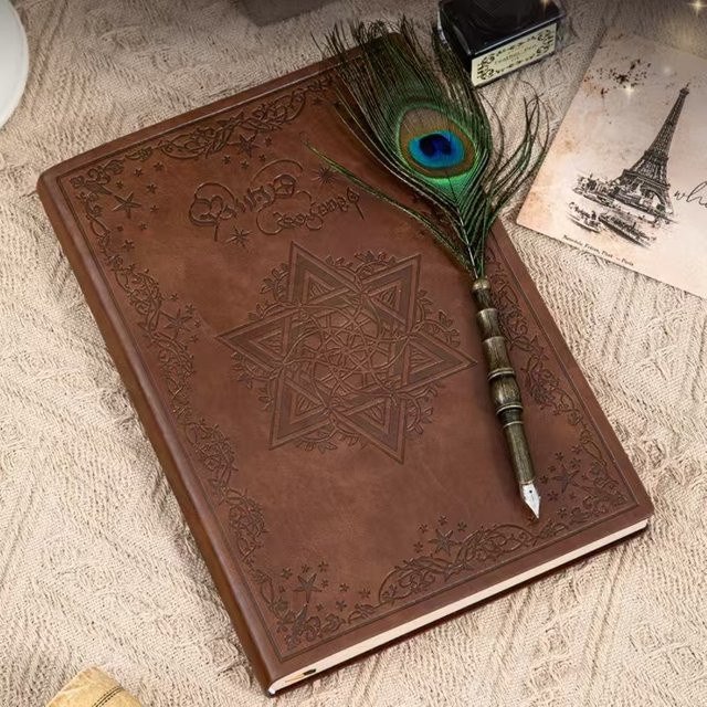 A5 Hexagramm Notizbuch 2026 mit Hardcover und linierten Seiten in Schwarz - Bild 1