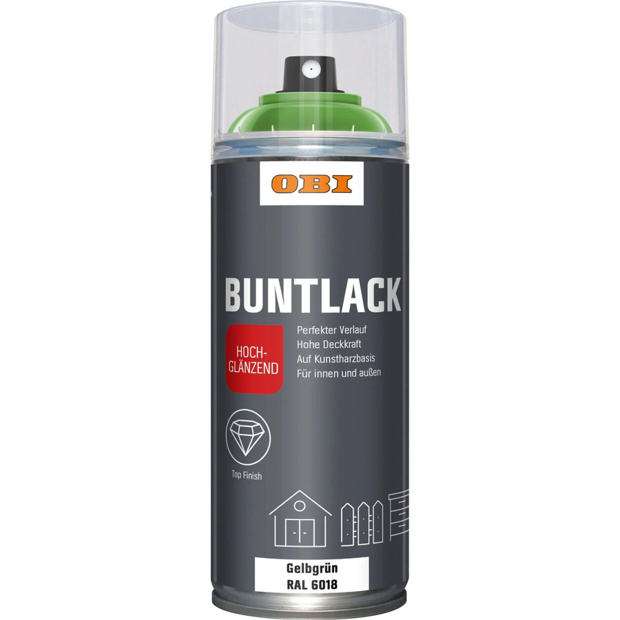 OBI Buntlack Spray Gelbgrün hochglänzend 400 ml - Bild 2