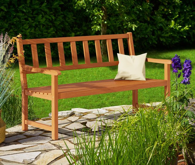 CASARIA Gartenbank Kensington aus Akazienholz in Braun mit Armlehnen, B/T/H: 120 x 90 x 50-58 cm - Bild 1