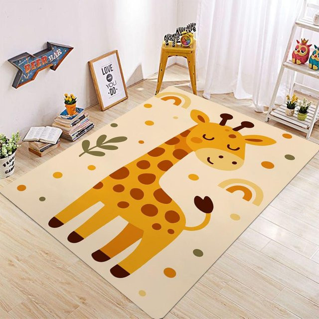 Lodestar Kinderzimmer Teppichmatte mit Cartoon-Tier-Muster Giraffe und Elefant, Mehrfarbig, B/T: 80 x 120 cm - Bild 1