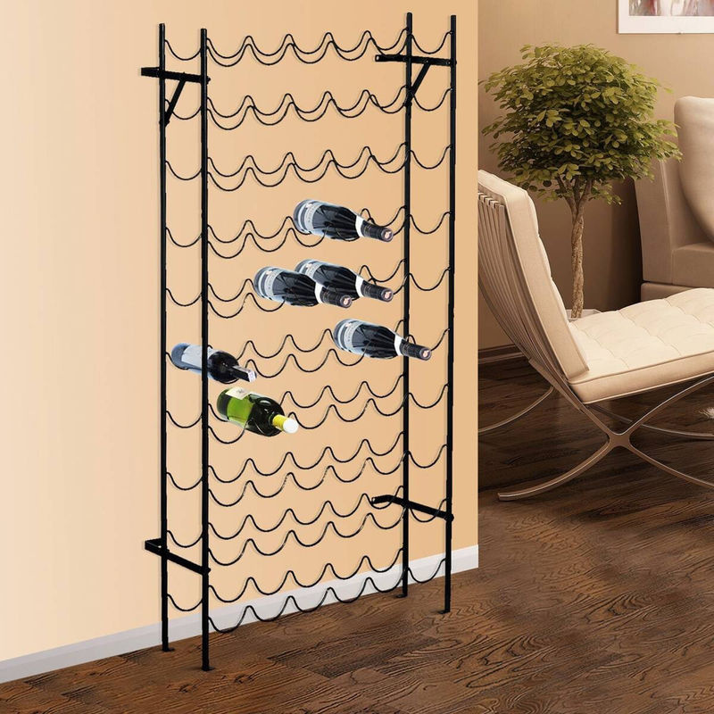 HOMCOM Weinregal aus Metall in Schwarz für 60 Flaschen, wandmontierbares Weinständer-Regal, B/H/T: 63 x 118 x 20,5 cm - Bild 5