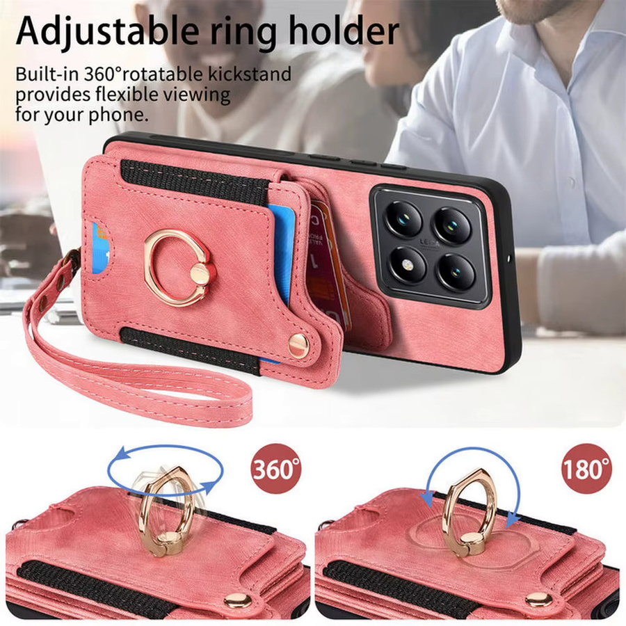 Luxus Leder-Wallet-Hülle für Xiaomi 15T Pro 5G und 17 Ultra mit RFID-Schutz und Magnet-Rückseite in Braun - Bild 5