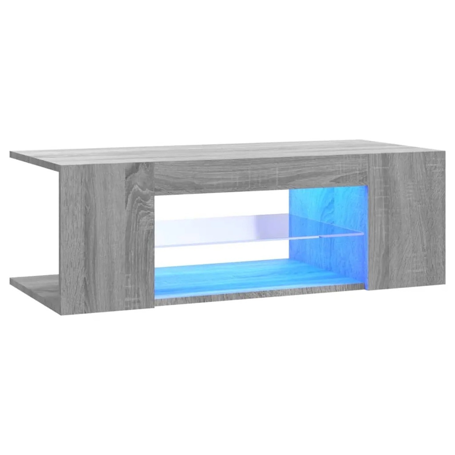 vidaXL TV-Schrank modern in Grau Sonoma mit integrierter LED-Beleuchtung, B/T/H: 90 x 39 x 30 cm - Bild 2