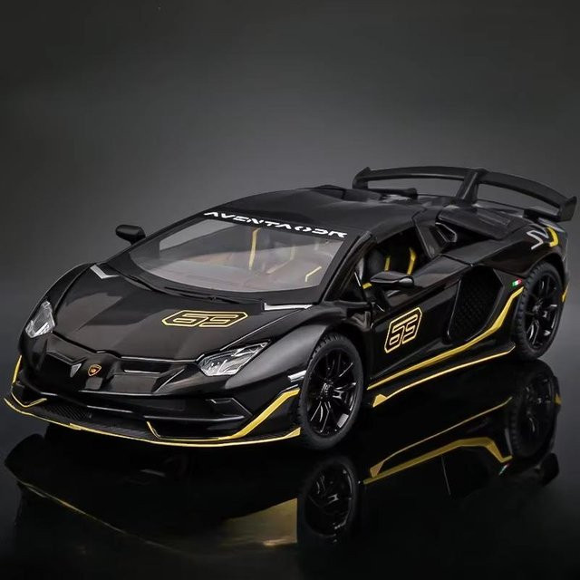 JJRC Lambo SVJ63 Simulationsmodell, 1:24, Metalldruckguss, mit Licht und Sound, schwarz - Bild 1