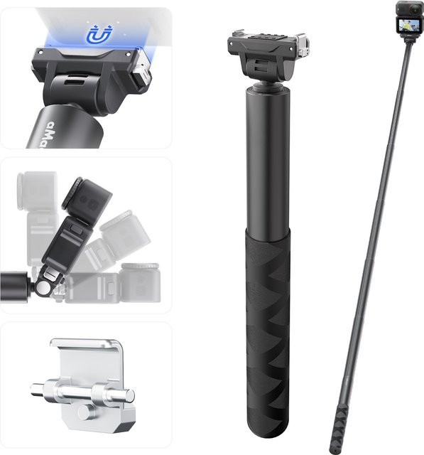 DJI Verstellbarer Bidirektionaler Schnellverschluss-Selfie-Stick für OSMO Action 6, NANO, OSMO 360, Action 5 Pro, 4 und 3 in Schwarz - Bild 1